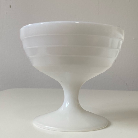 Vintage Platonite Sherbert Dish White Glass Dessert Bowls X2 - Picture 7 of 14